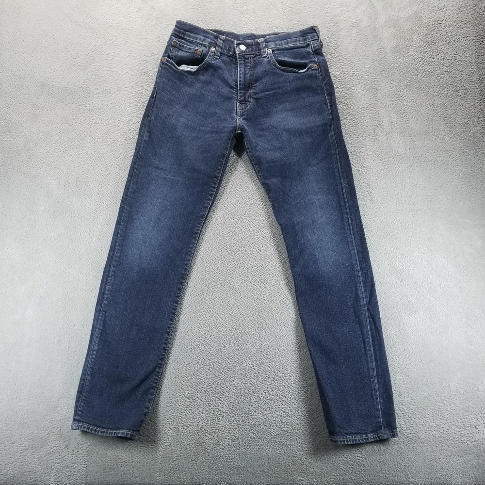 Levis 502 Jeans Mens 33x34 Blue Regular Tapered Fit Dark Wash Stretch Denim